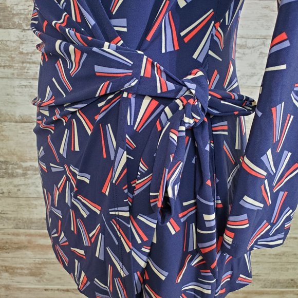 ANNE KLEIN Eclipse Blue Marina Printed Faux Wrap - Picture 7 of 15